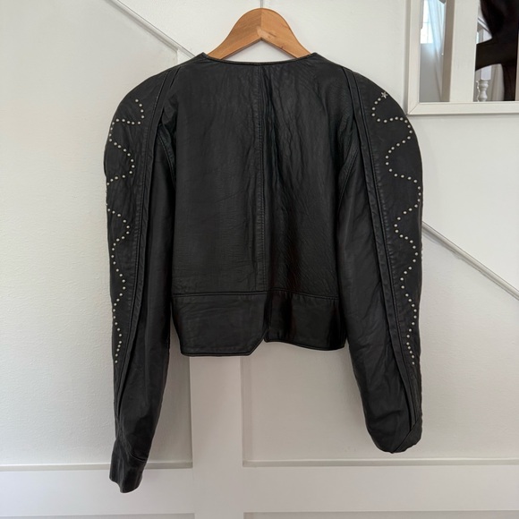 Joseph Alexander Vintage Black Studded Leather Jacket size 8 - Picture 5 of 10